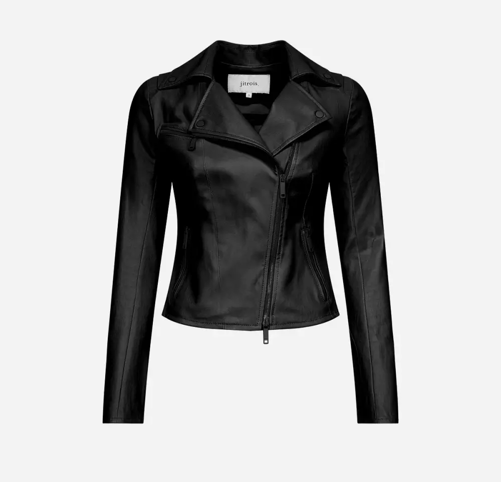 RIDER jacket in black stretch leather - Packshot