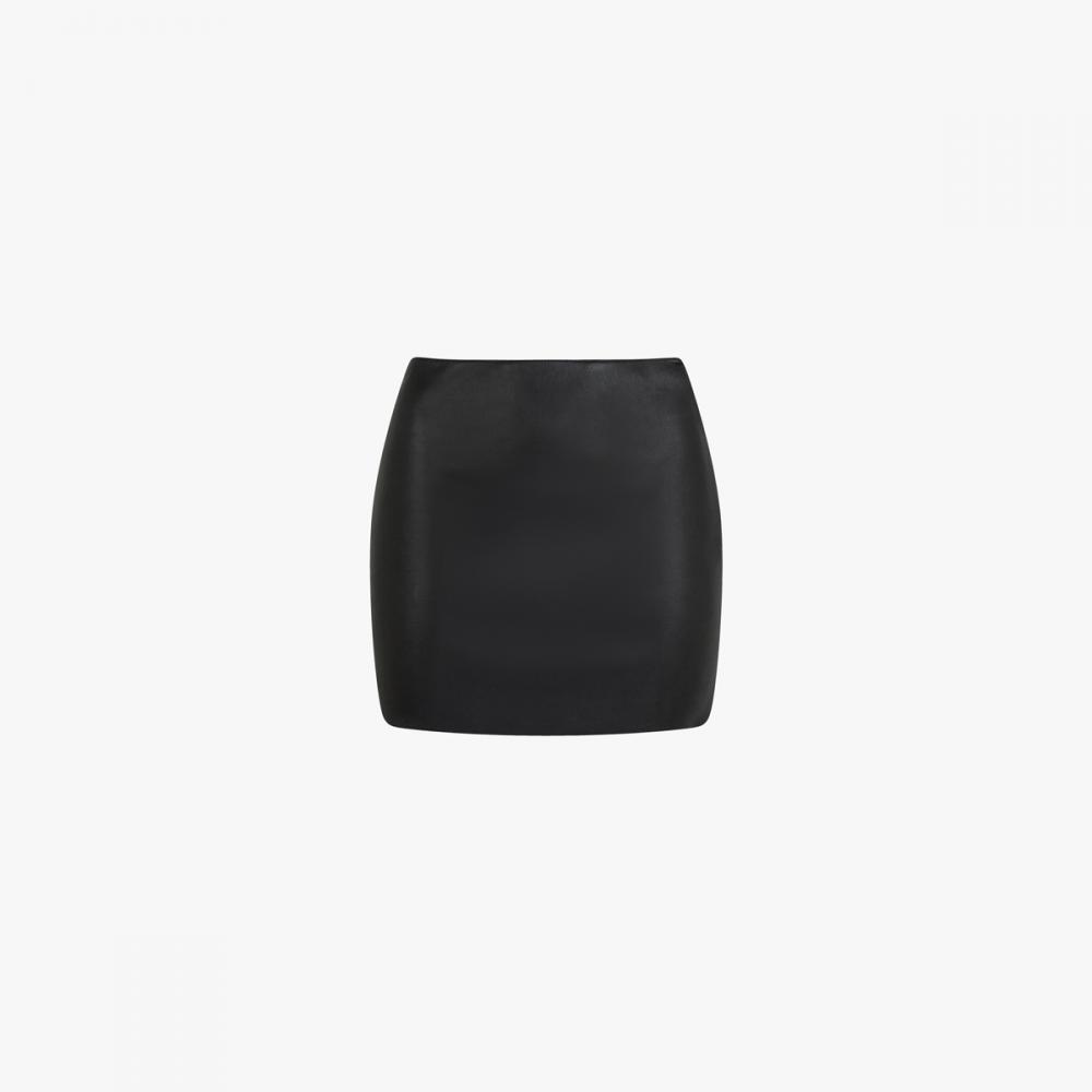 The Mini skirt Solo in stretch leather 35cm in stretch leather 