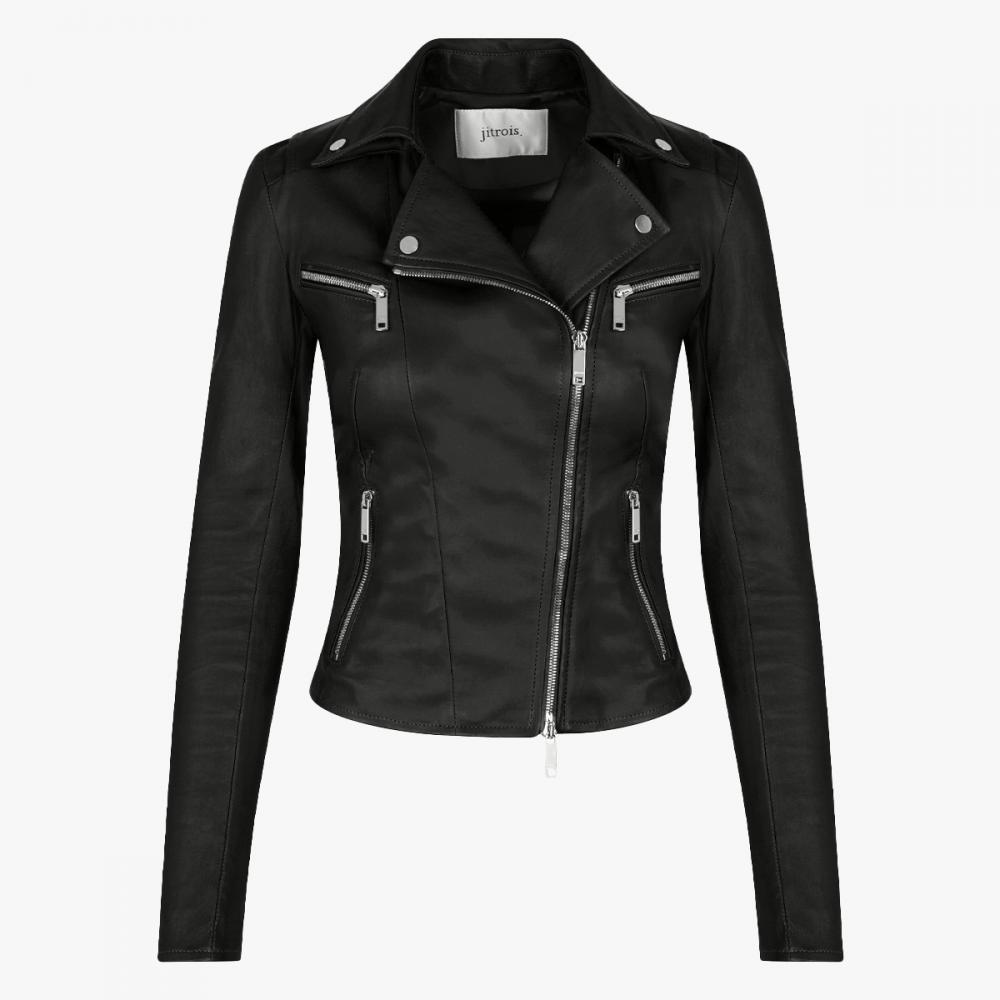 JITROIS Rider Jacket in Stretch Leather in black