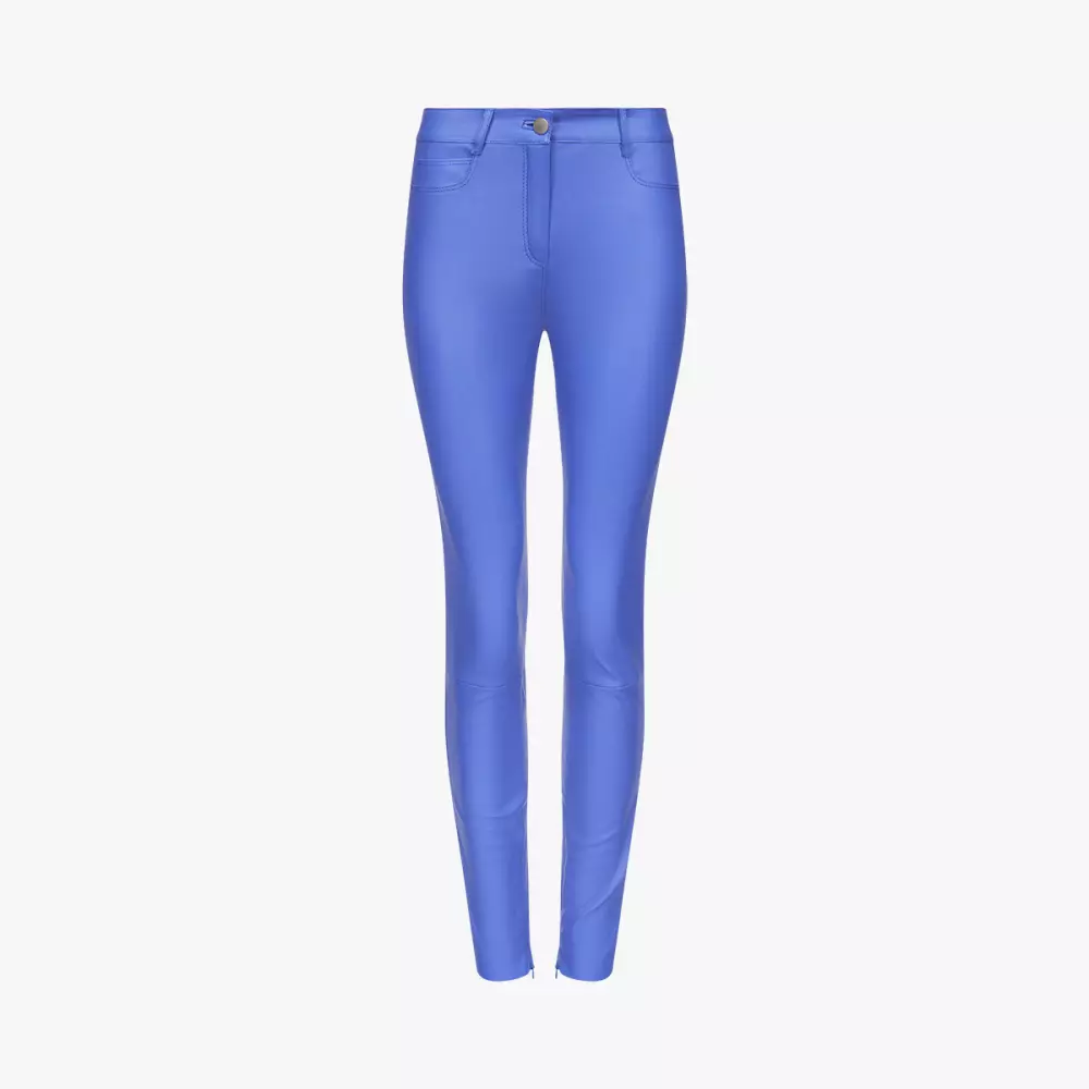 WYNN Skinny Pants in Cobalt Blue stretch leather - packshot