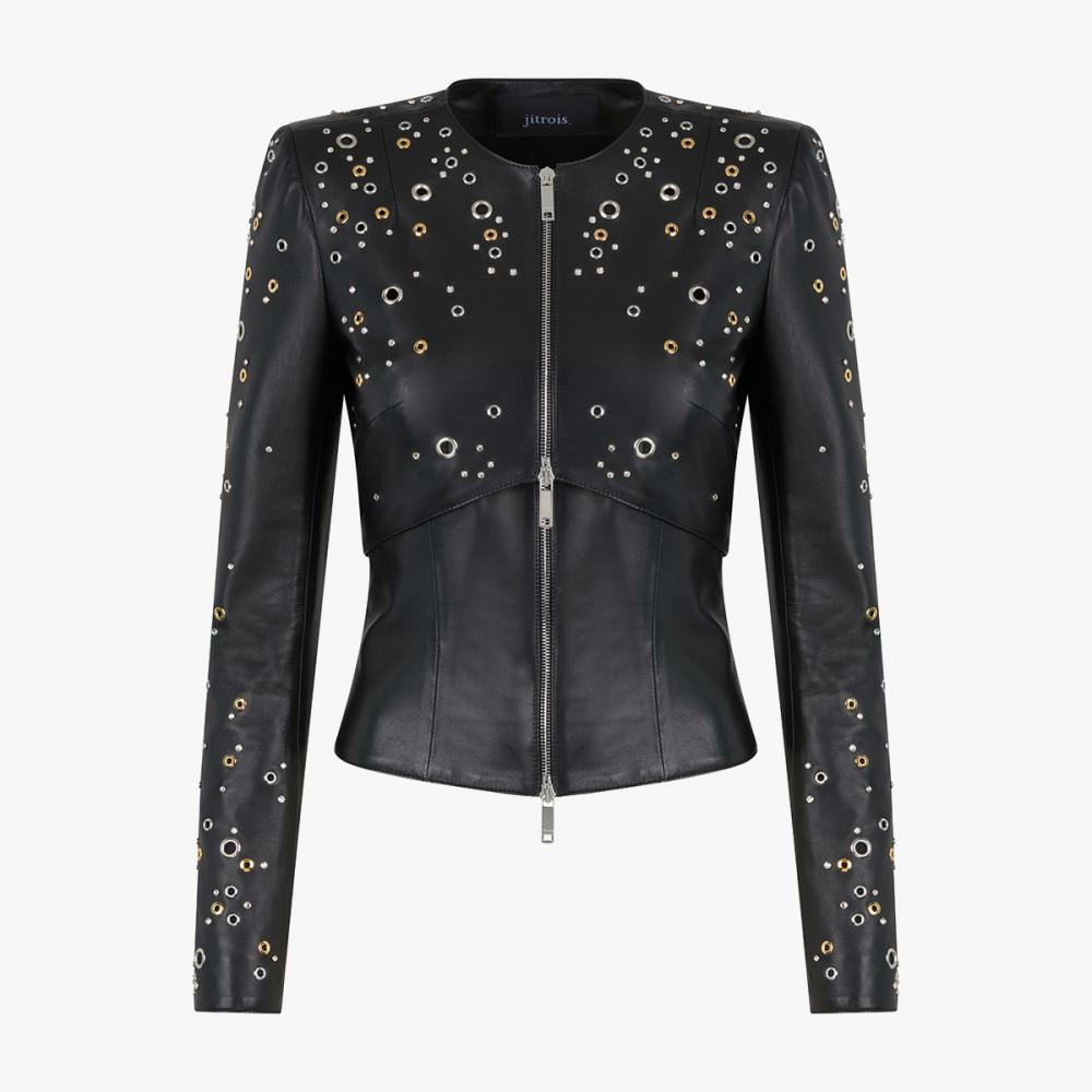 TRIUMPH embroidered stretch leather jacket For Women | Jitrois