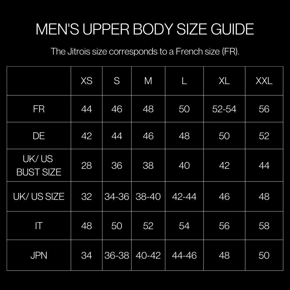 men's upper body size guide