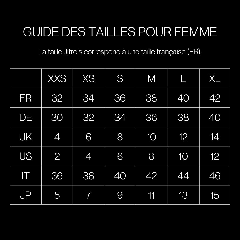 guide des tailles femme XS S M L XL 