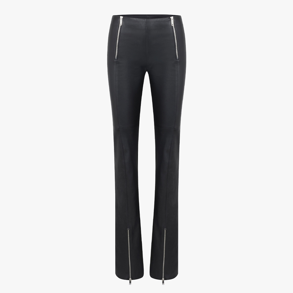 EROS flared trousers in stretch leather for Women | Jitrois