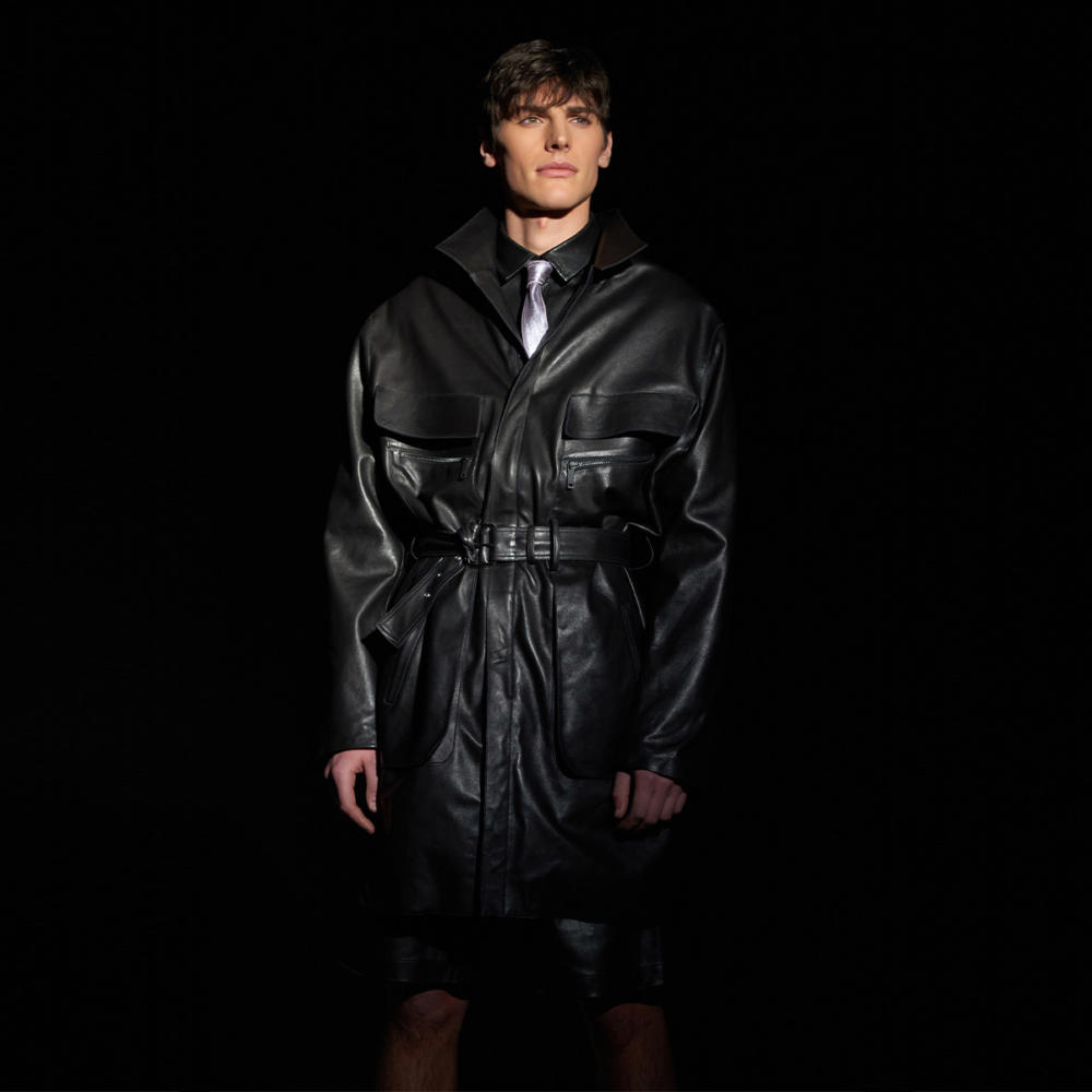 Trench coat LAYA with leather belt Black Jitrois - lookbook