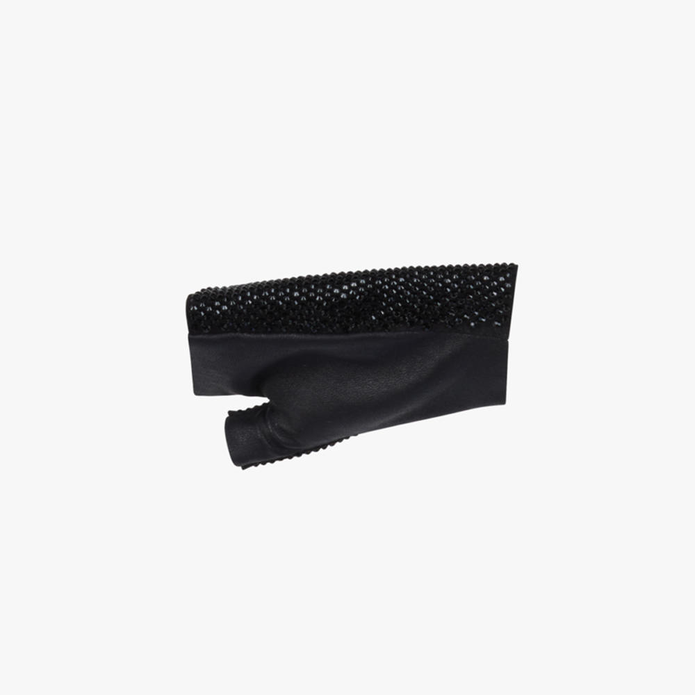 Jitrois black stretch leather short mitten