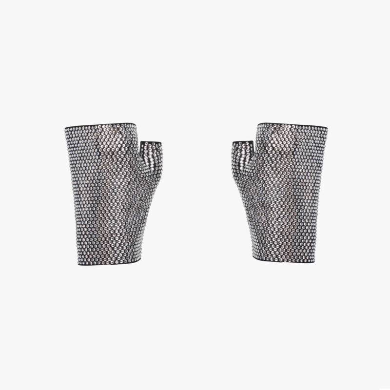 short rhinestone mittens in Jitrois stretch leather