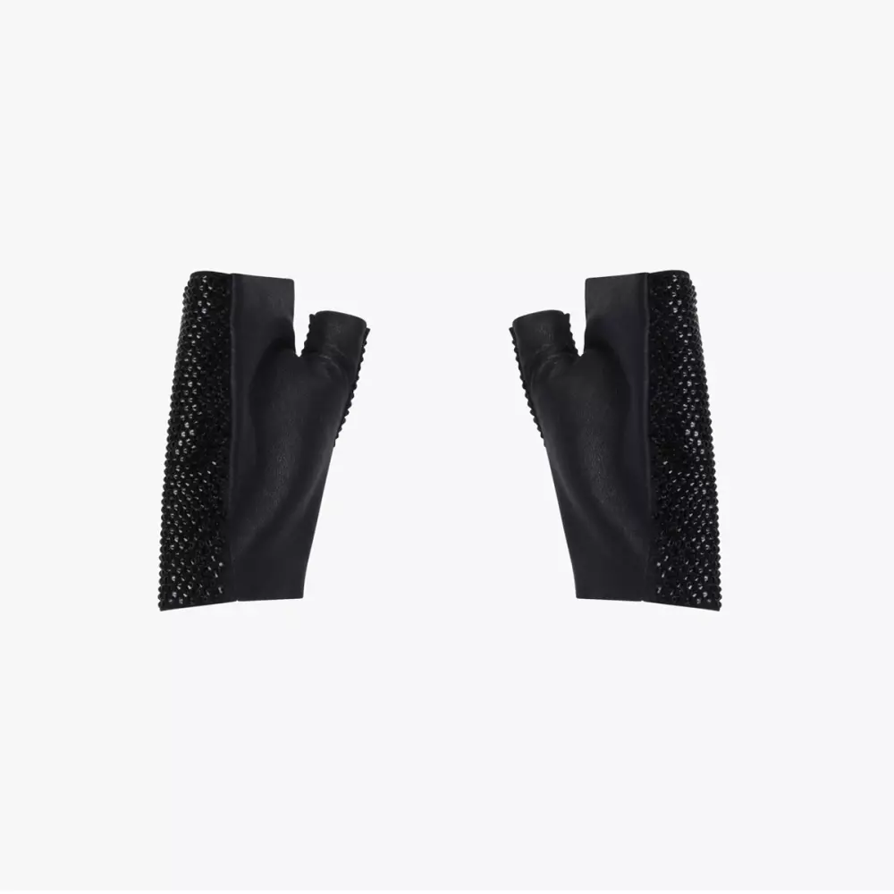 short black rhinestone mittens in Jitrois stretch leather