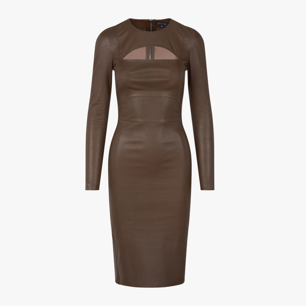 MICHAELE dress in stretch leather Brown Jitrois - Packshot