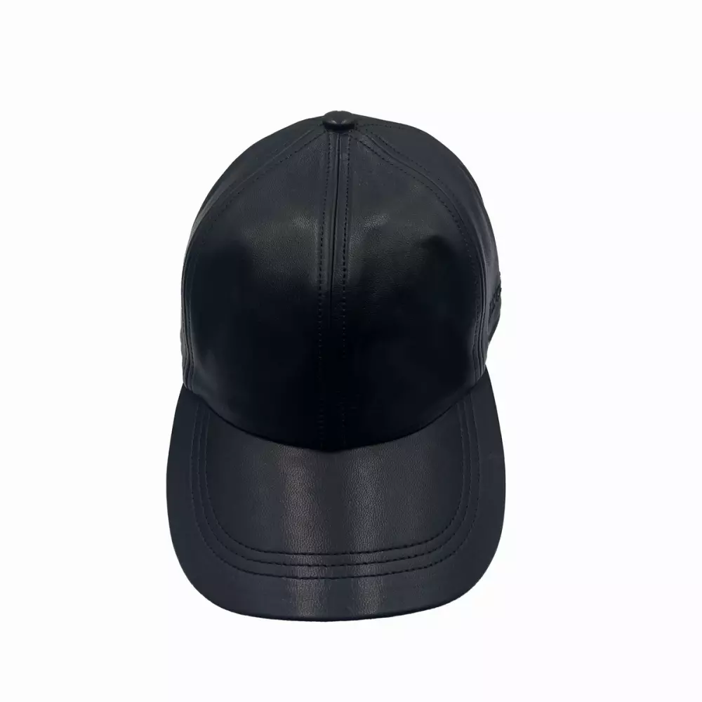 casquette hat noir en cuir stretch Jitrois