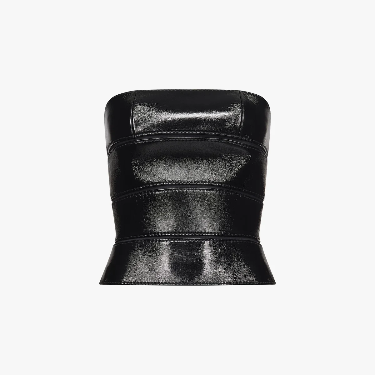 Beatrix bustier in patent leather and stretch plunged lambskin in packshot black
