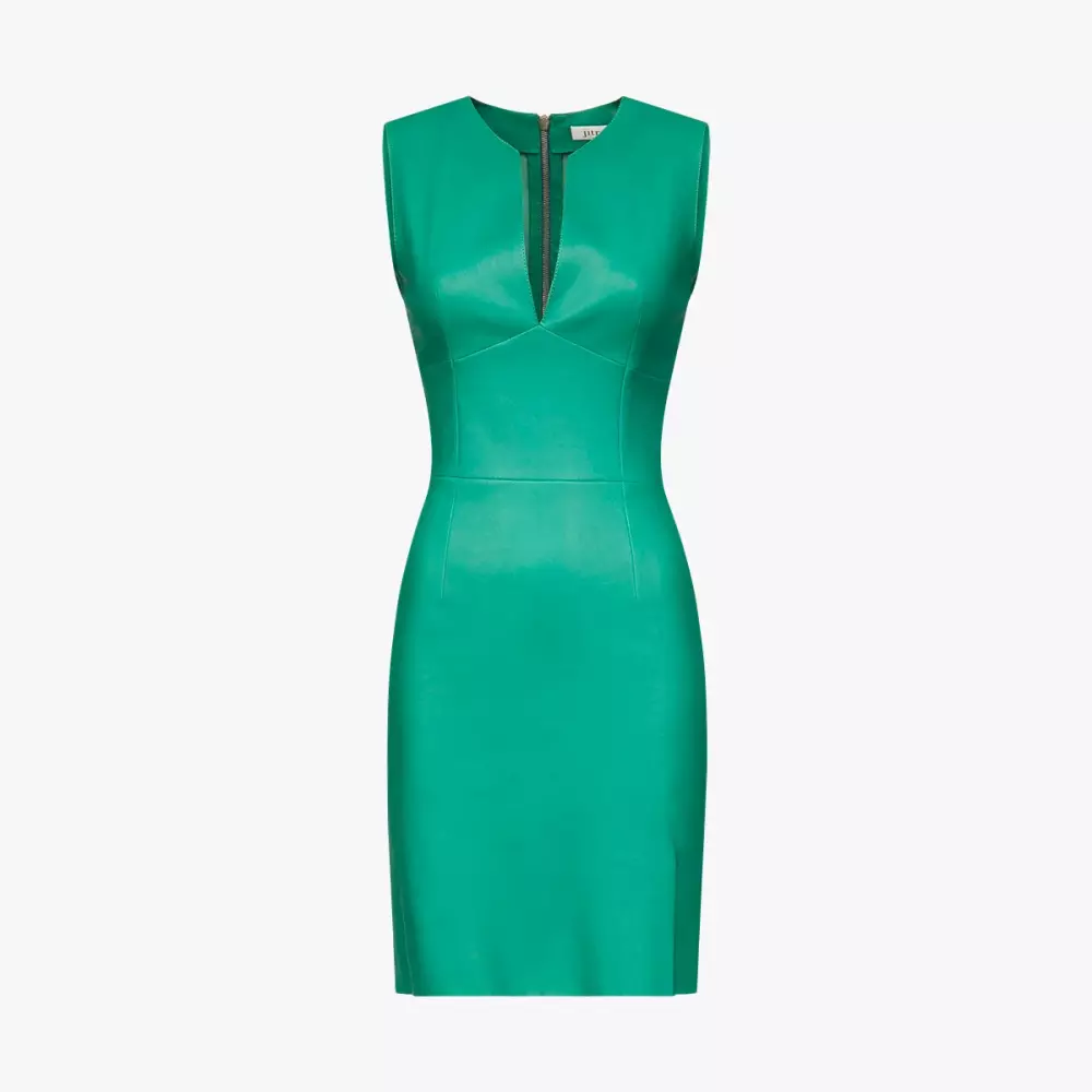 Ella green stretch leather packshot dress