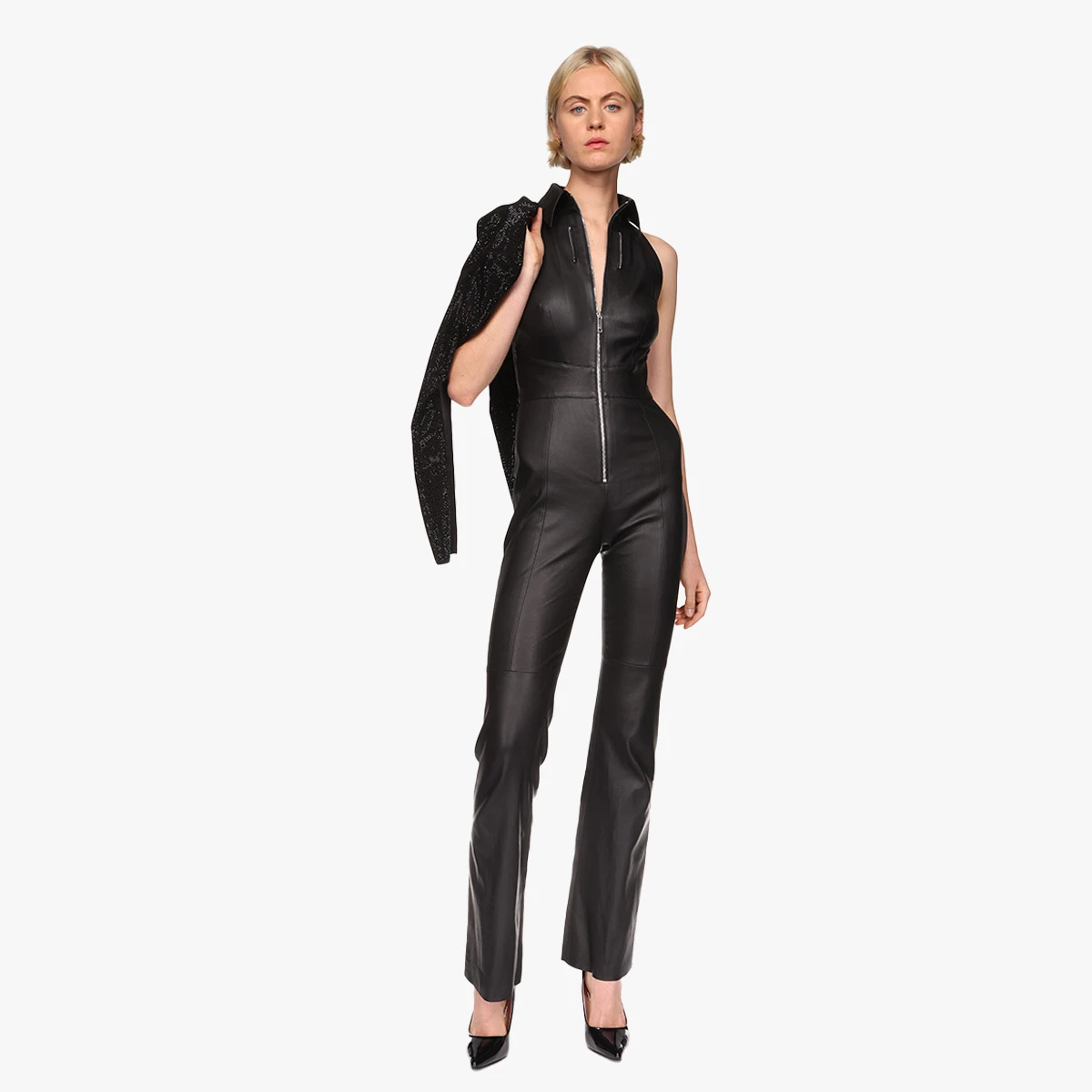 FAYE Jumpsuit In Stretch Leather Jitrois, 54% OFF