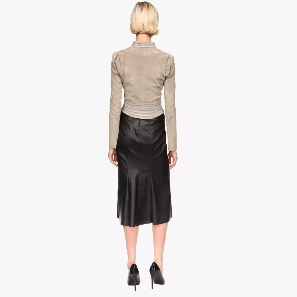 STREET long skirt in stretch leather plunged lambskin - back