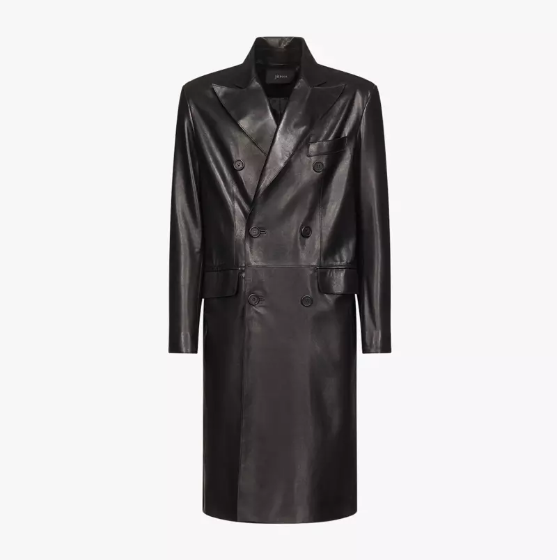Julian Man coat in black lambskin leather - packshot