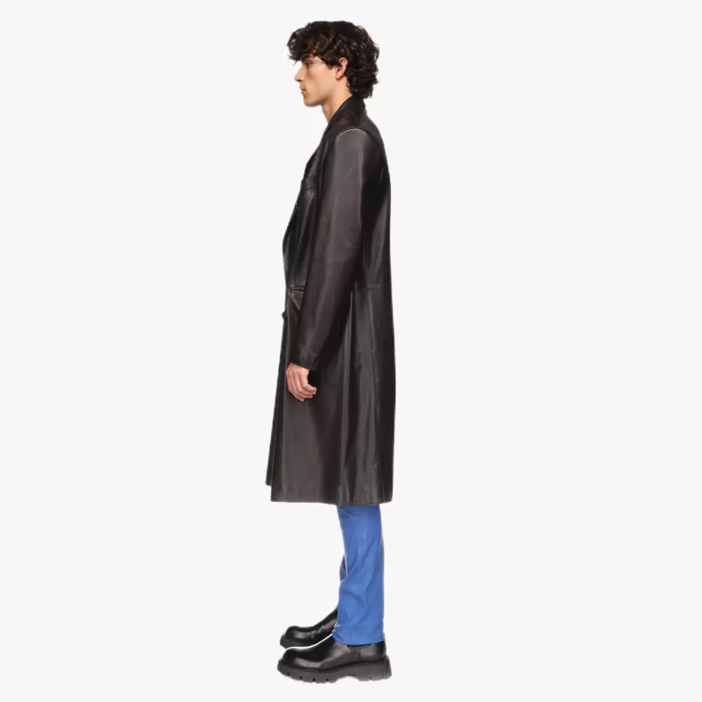 Julian Men's black lambskin leather coat - side view