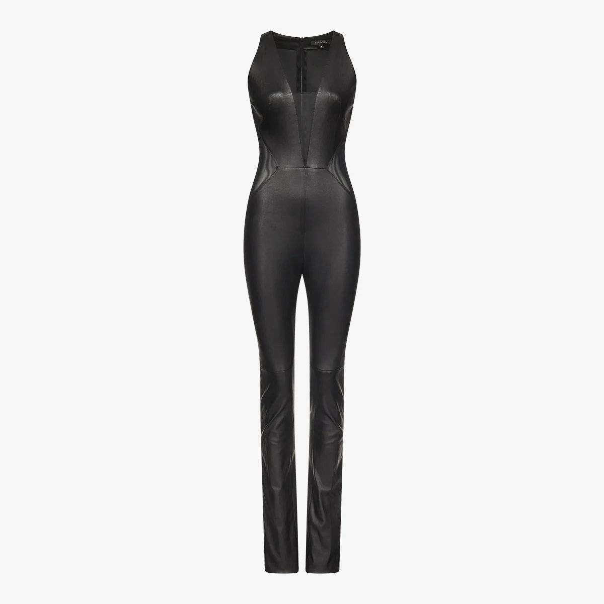 POPPY jumpsuit in stretch leather and mesh in black - packshot