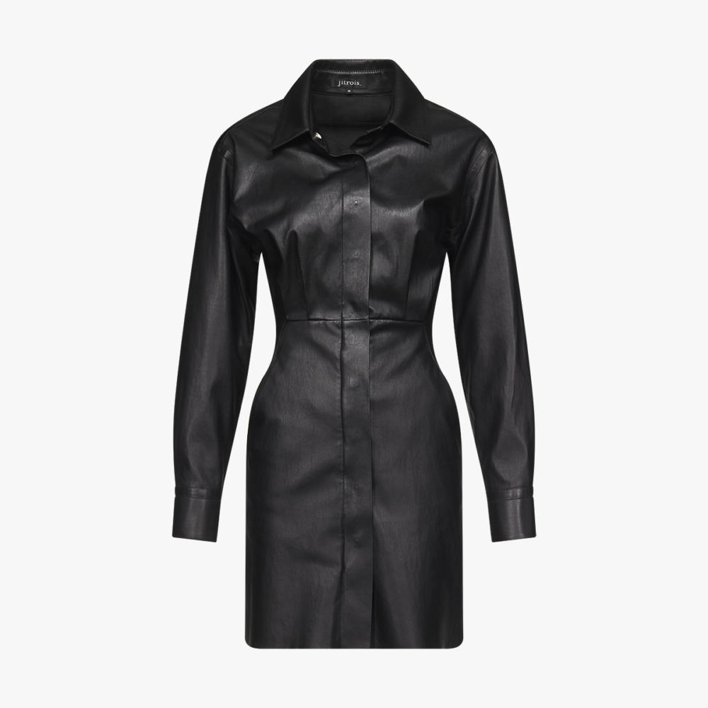 REY dress in black stretch lambskin leather - packshot video