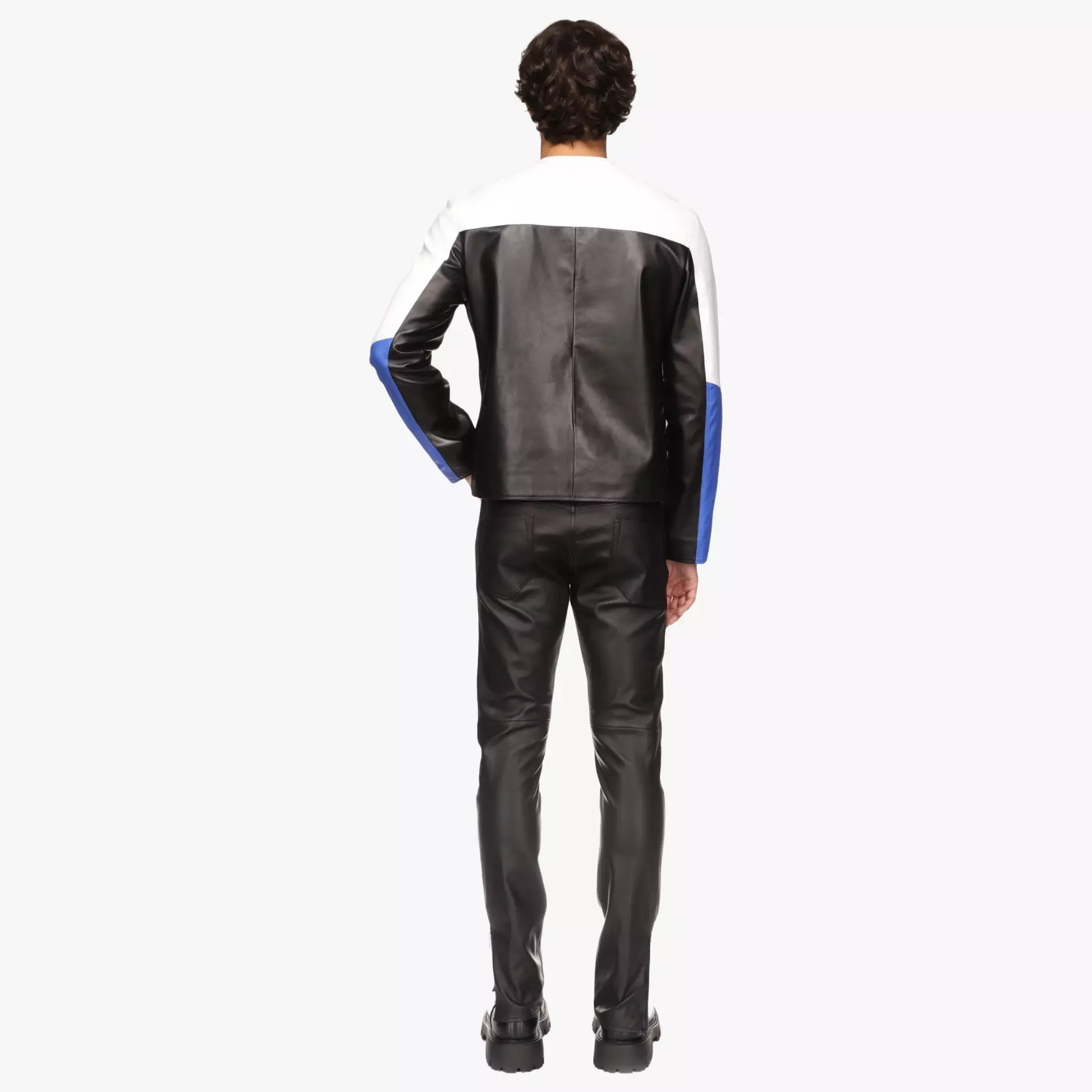 TRIUMPH Tricolor Jacket in black and blue leather - back