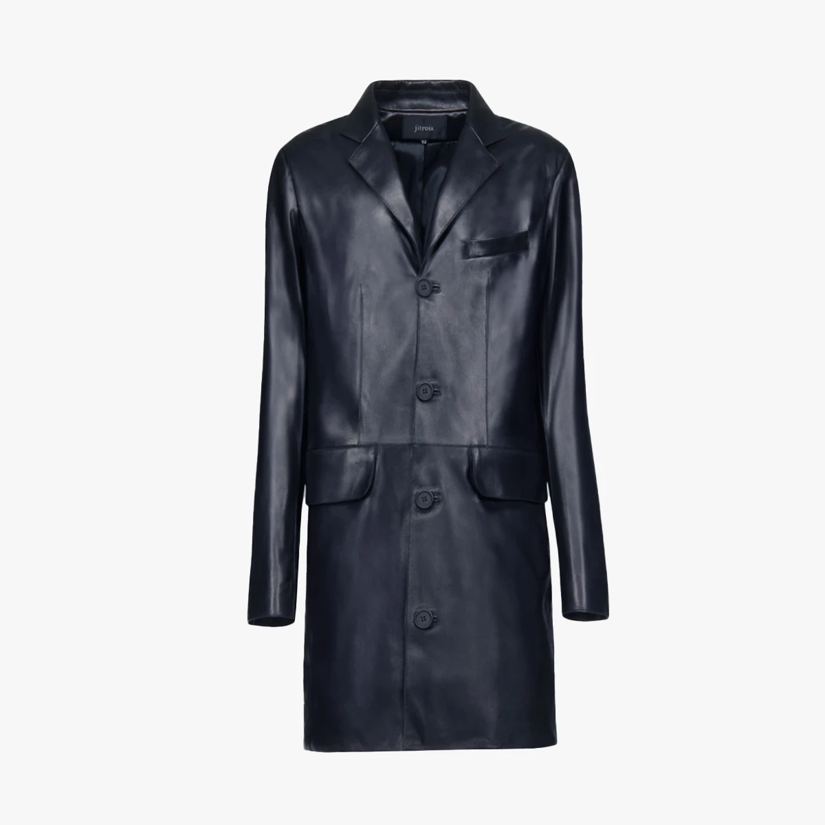 Men trench coat genuine lambskin leather long winter knee length jacket  coat