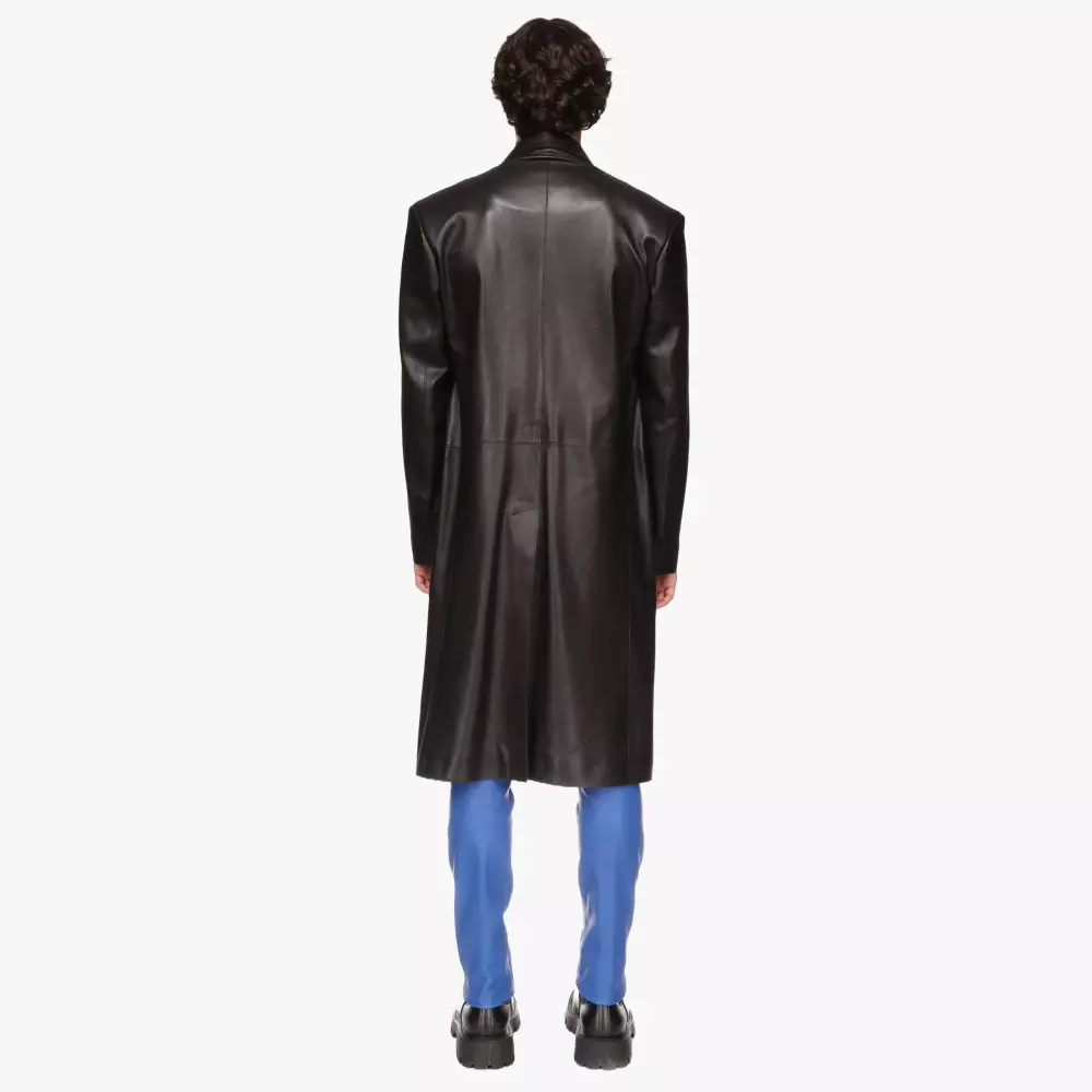 Julian Men's black lambskin coat - back view