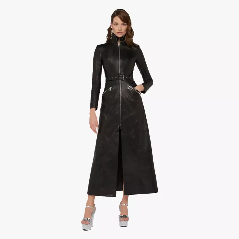 Trinity coat in black stretch leather - Jitrois 5