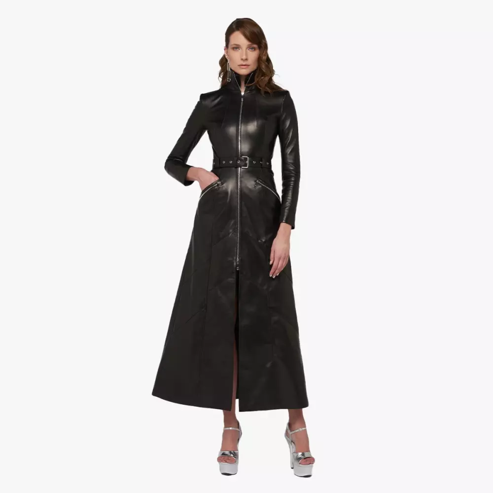 Trinity coat in black stretch leather - Jitrois 7