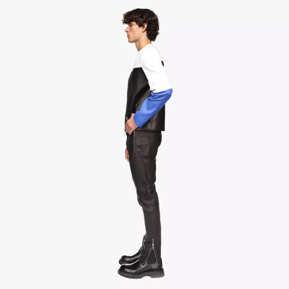 TRIUMPH Tricolor Jacket in Black and Blue Leather - video 360