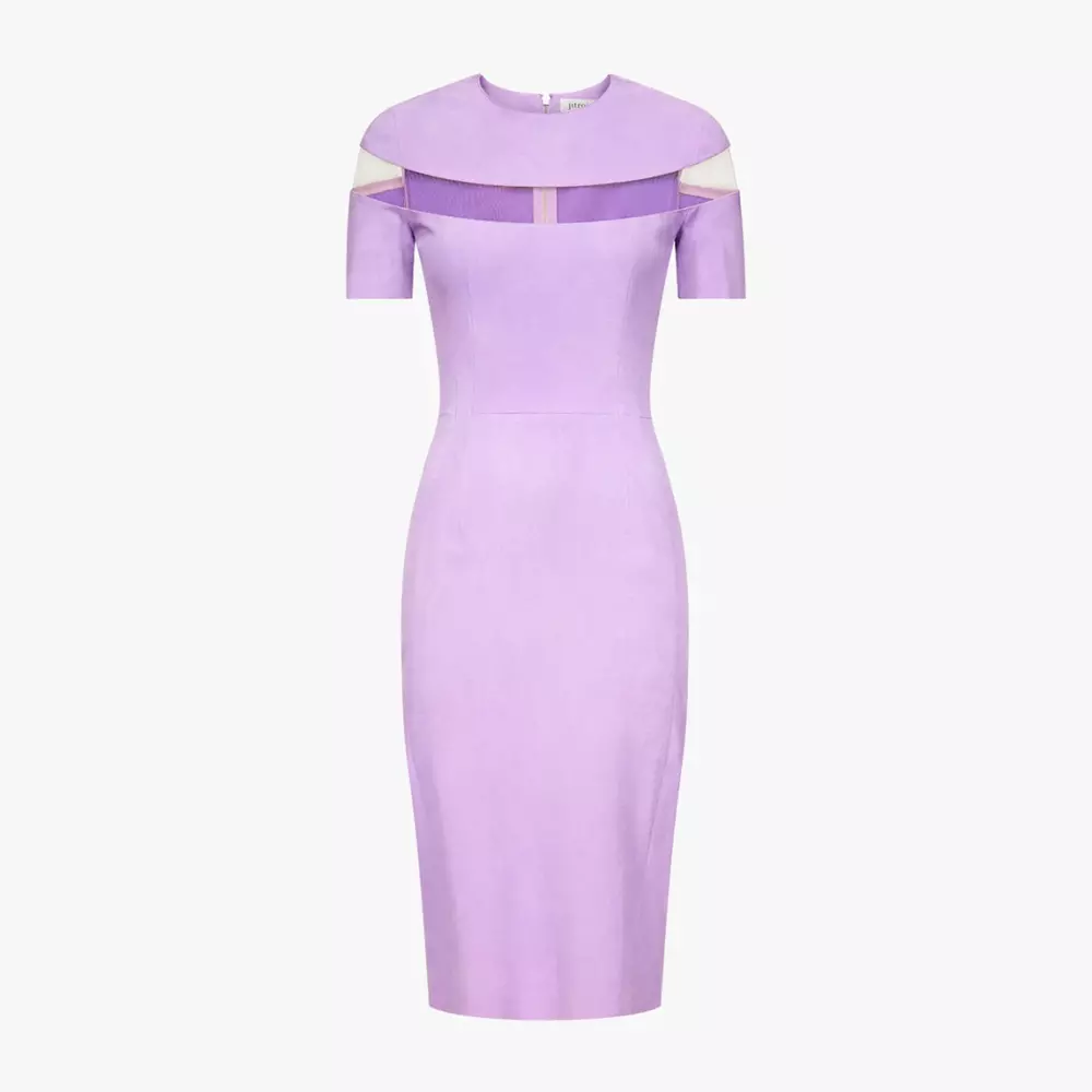 HARPER dress in stretch suede and lilac illusion tulle Jitrois - packshot