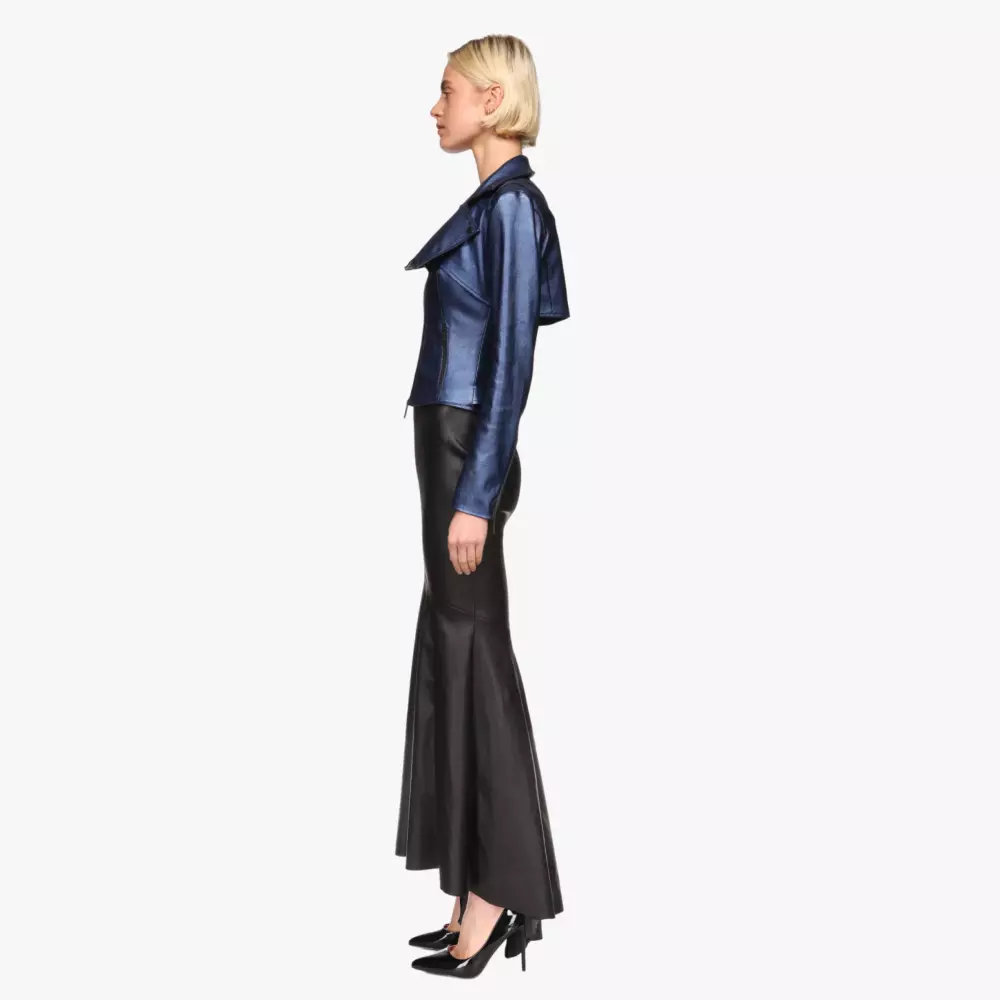 JOLIE long skirt in black stretch leather Jitrois - side view 1