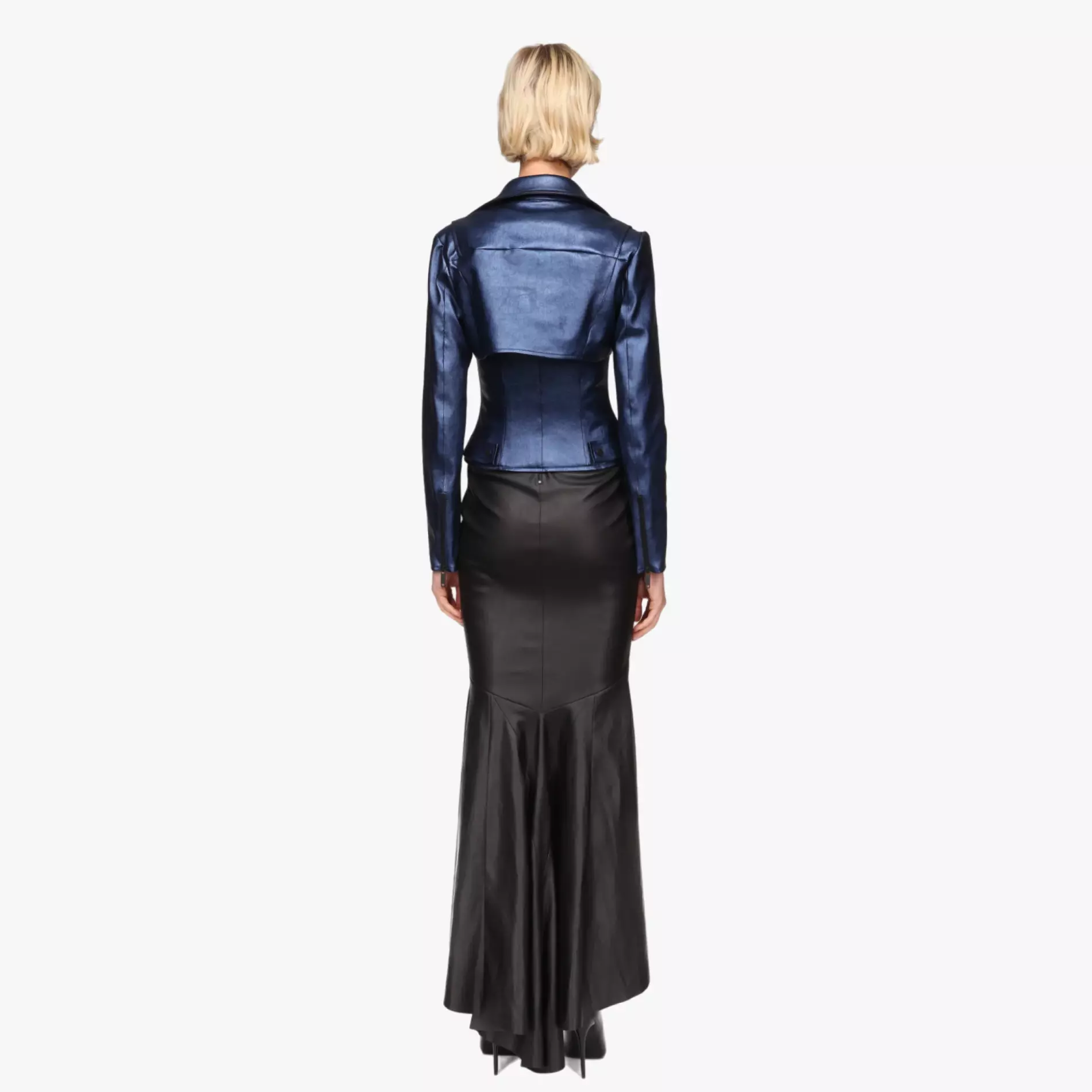 JOLIE long skirt in black stretch leather Jitrois - back view